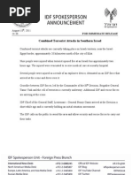IDF Spokesperson Announcement - Combined Terrorist Attacks in Southern Israel 180811