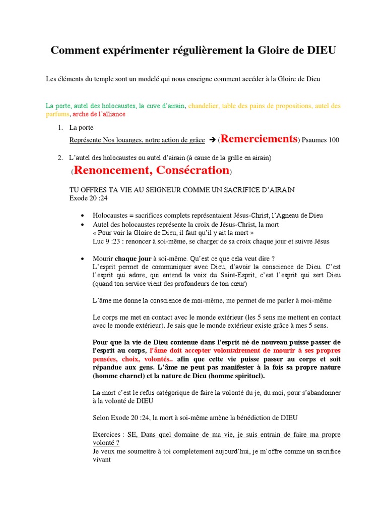Vivre la Gloire de Dieu au Quotidien | PDF | Religion et spiritualité