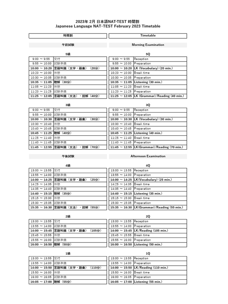 Examination Schedule. PDF
