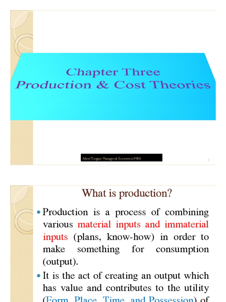 Production Theory and Cost Analysis | PDF | Production Function ...