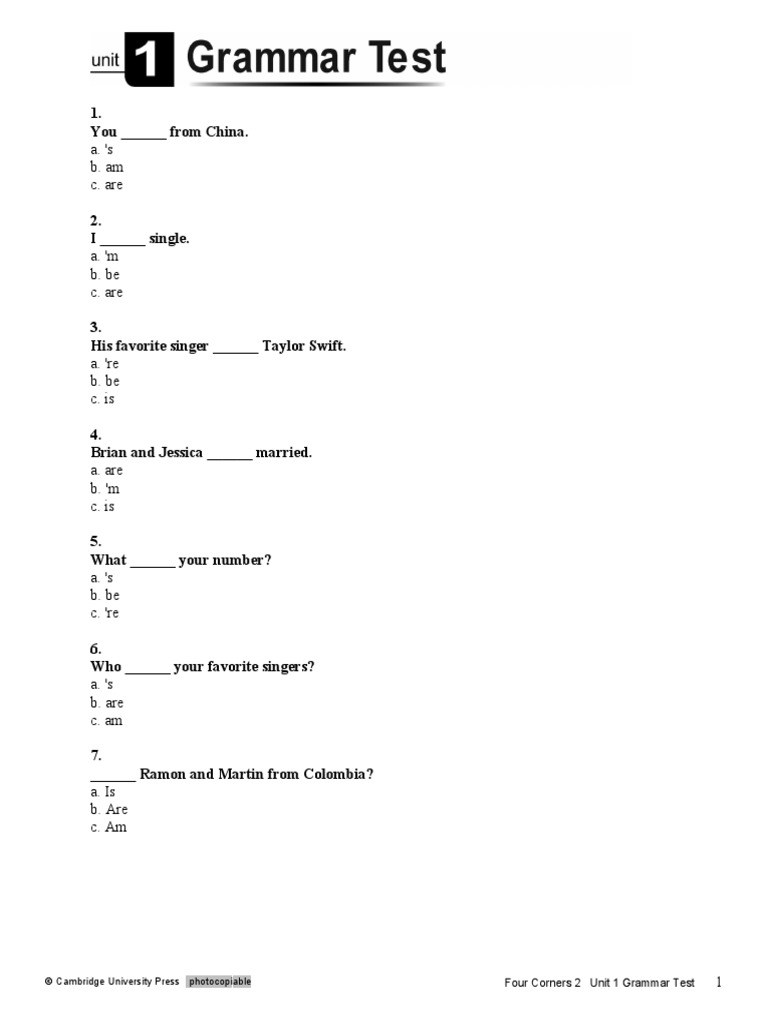 Four Corners Second Edition Level 2 U1Grammar PDF Language Arts