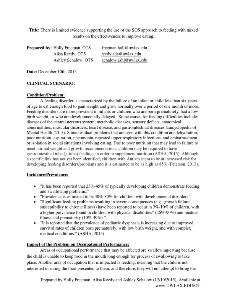 SOS Feeding Approach | PDF | Occupational Therapy | Autism Spectrum