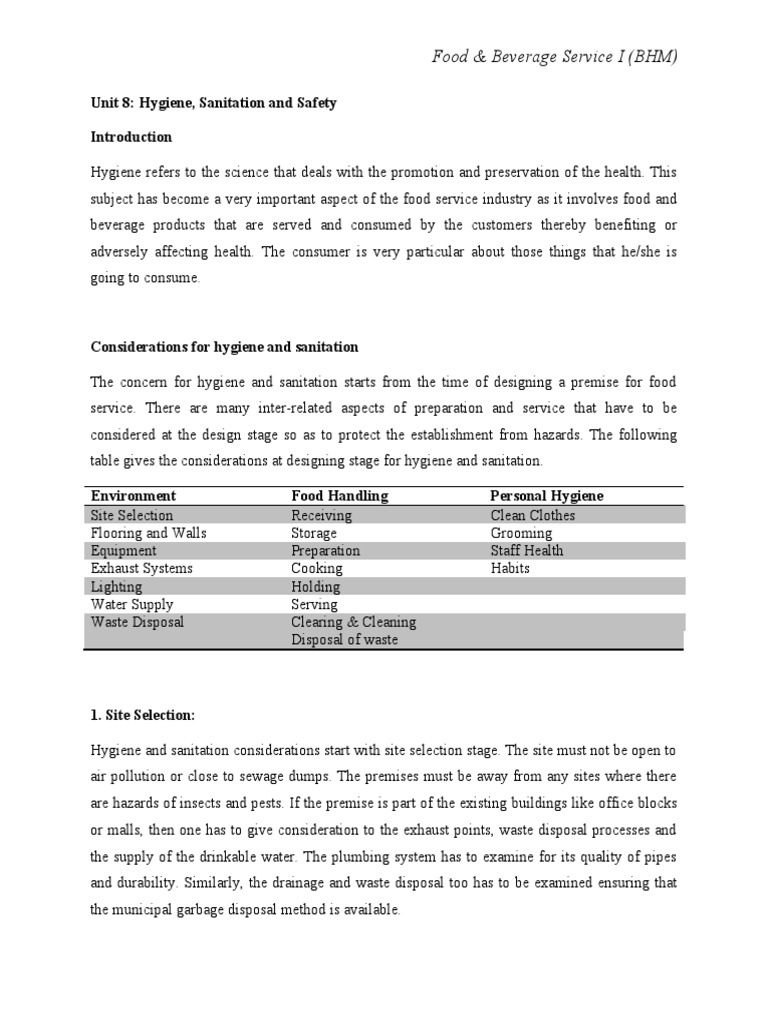 Hygiene and Sanitation in Food Service | PDF | Hazard Analysis And ...