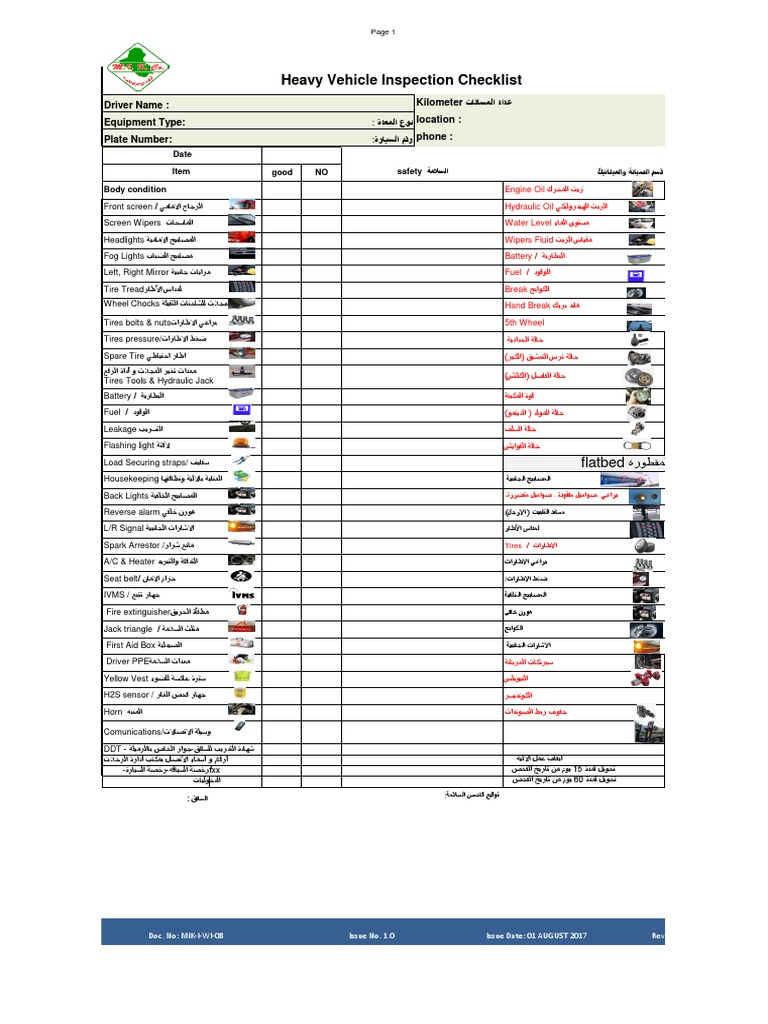 Heavy vehicle inspection checklist v2 pdf
