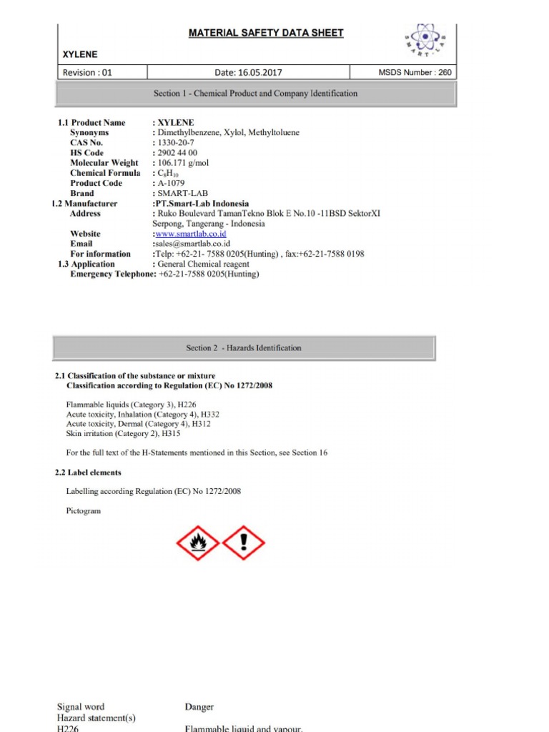 MSDS Xylene PDF