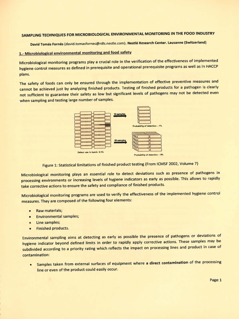 Sampling Techniques For Microbiological Environmental Monitoring in The