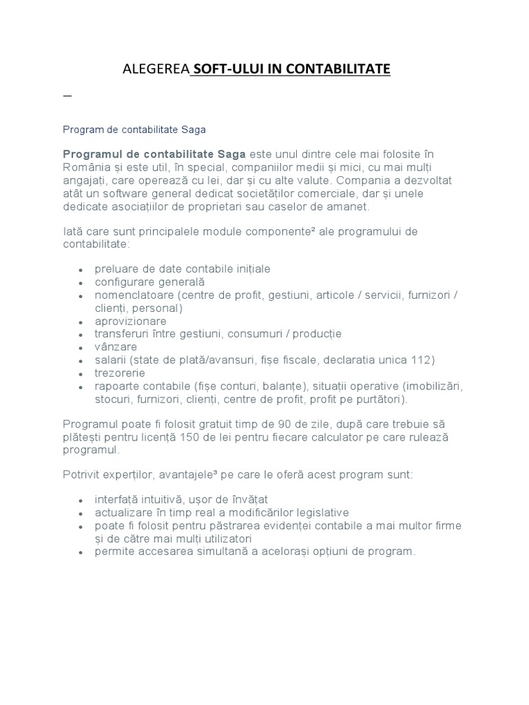 Alegerea Soft-Ului in Contabilitate: Programul de Contabilitate Saga ...