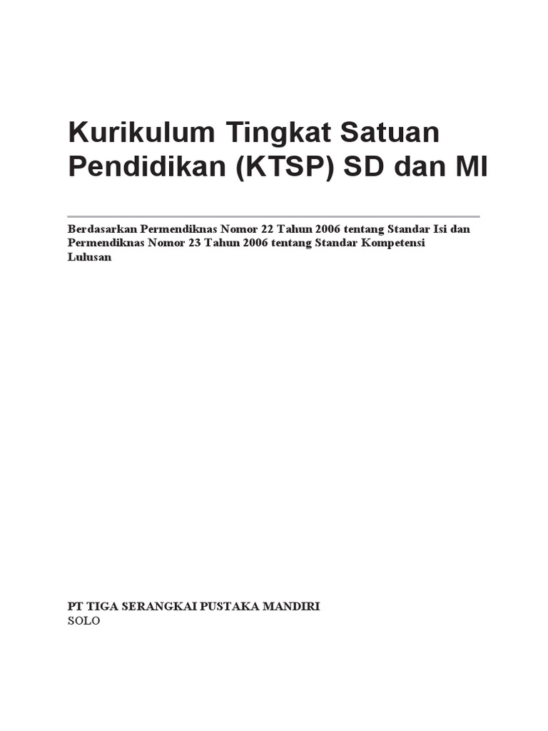 Model KTSP Berdasarkan Permendiknas 2006 | PDF | Ilmu Sosial ...