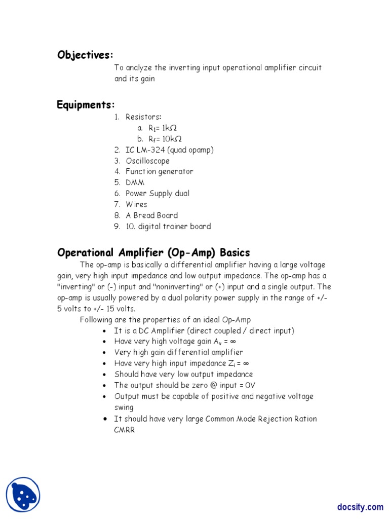 Op Amp Electronics Lab Report PDF Operational Amplifier Amplifier
