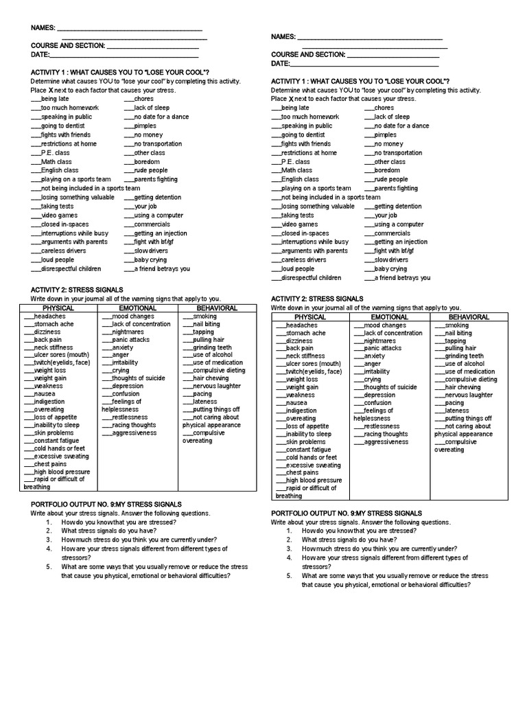 What Causes You To Lose Your Cool PDF Stress (Biology) Pain