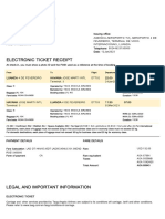 Angola to Cuba flight ticket receipt