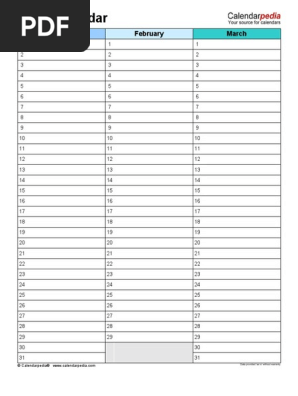 Blank Calendar Portrait 4 Pages