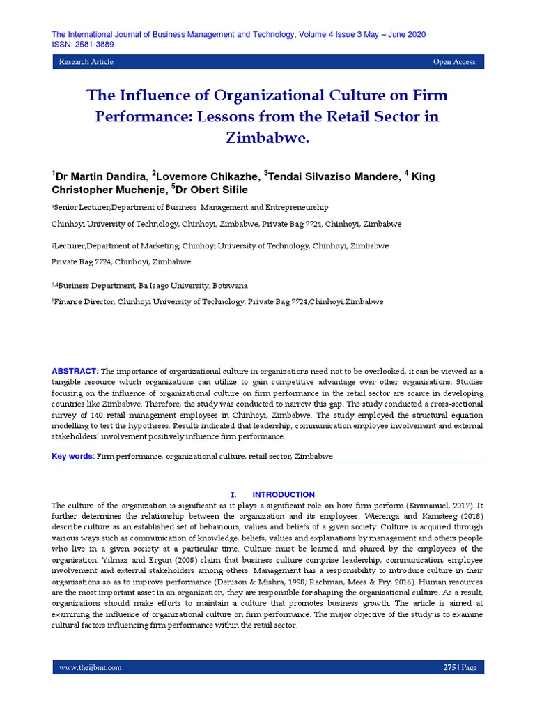 Impact of Culture on Retail Performance | PDF | Organizational Culture ...