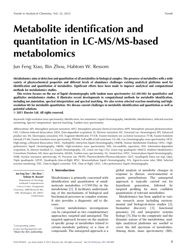 Metabolite Identification and Quantification in LC-MS Based ...