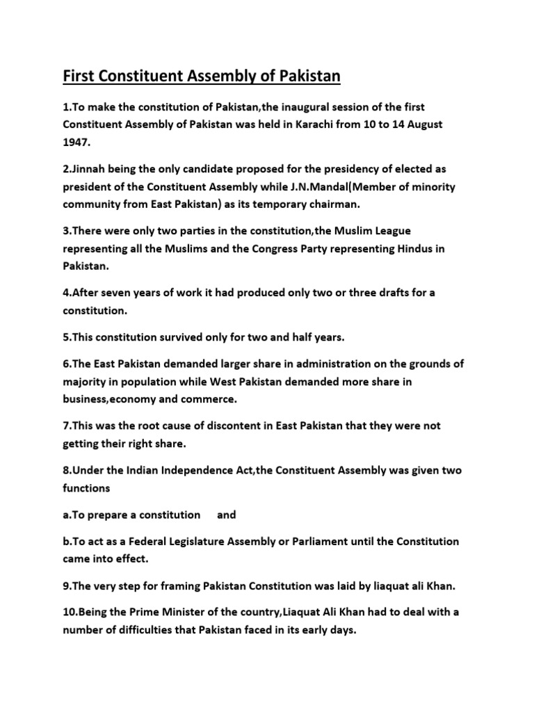 First Constituent Assembly of Pakistan Download Free PDF Pakistan