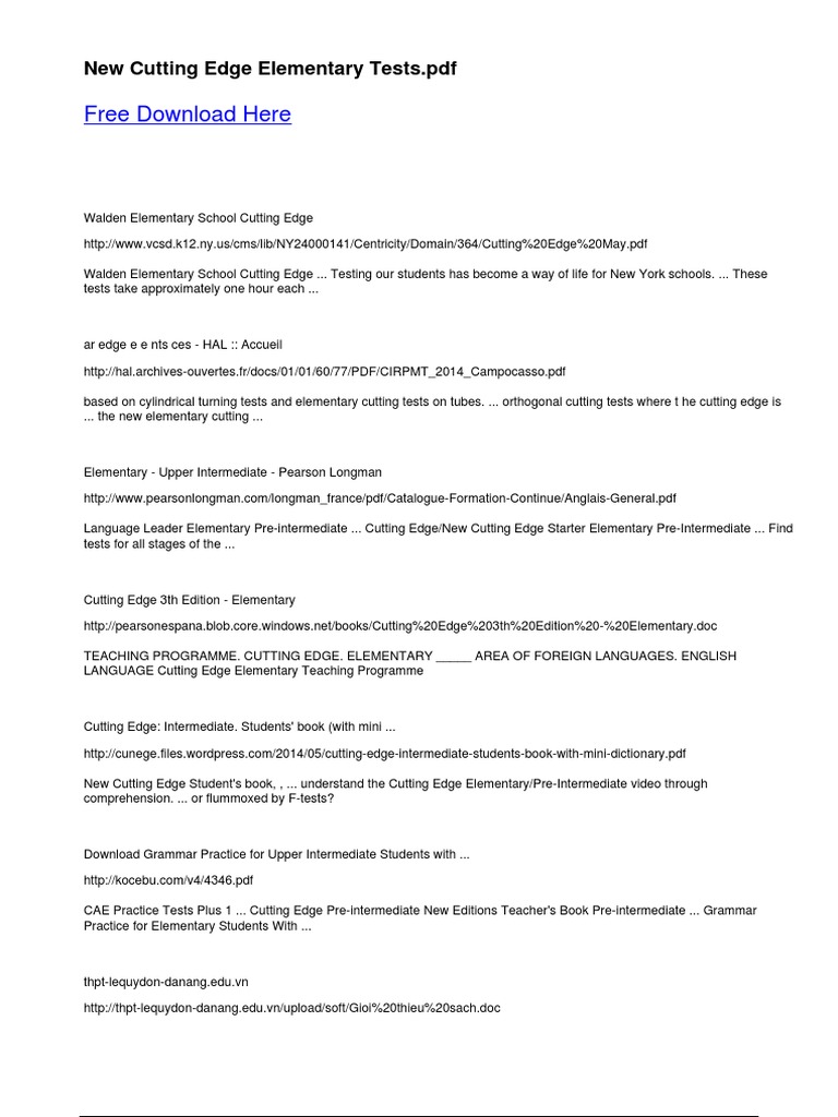 Dokumen - Tips - New Cutting Edge Elementary Tests This Set Of.