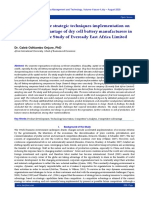 Influence of The Strategic Techniques Implementation On Competitive Advantage of Dry Cell Battery Manufacturers in Kenya: A Case Study of Eveready East Africa Limited