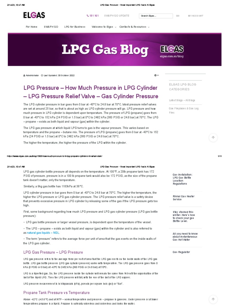 01-LPG Gas Pressure - Read Important LPG Facts at Elgas | PDF | Liquefied  Petroleum Gas | Pressure