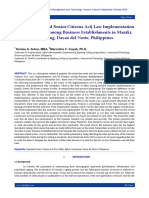 RA 9994 (Expanded Senior Citizens Act) Law Implementation and Its Relation Among Business Establishments in Maniki, Kapalong, Davao Del Norte, Philippines