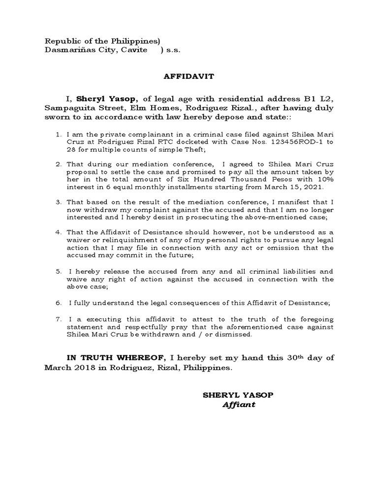 Solon donnie ray legal forms exercise number 2 affidavit of