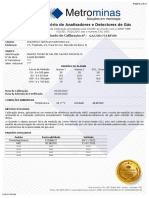 Certificado de Calibração para Detector Honywell