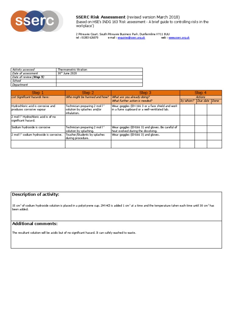 Thermometric Titration Risk Assessment PDF