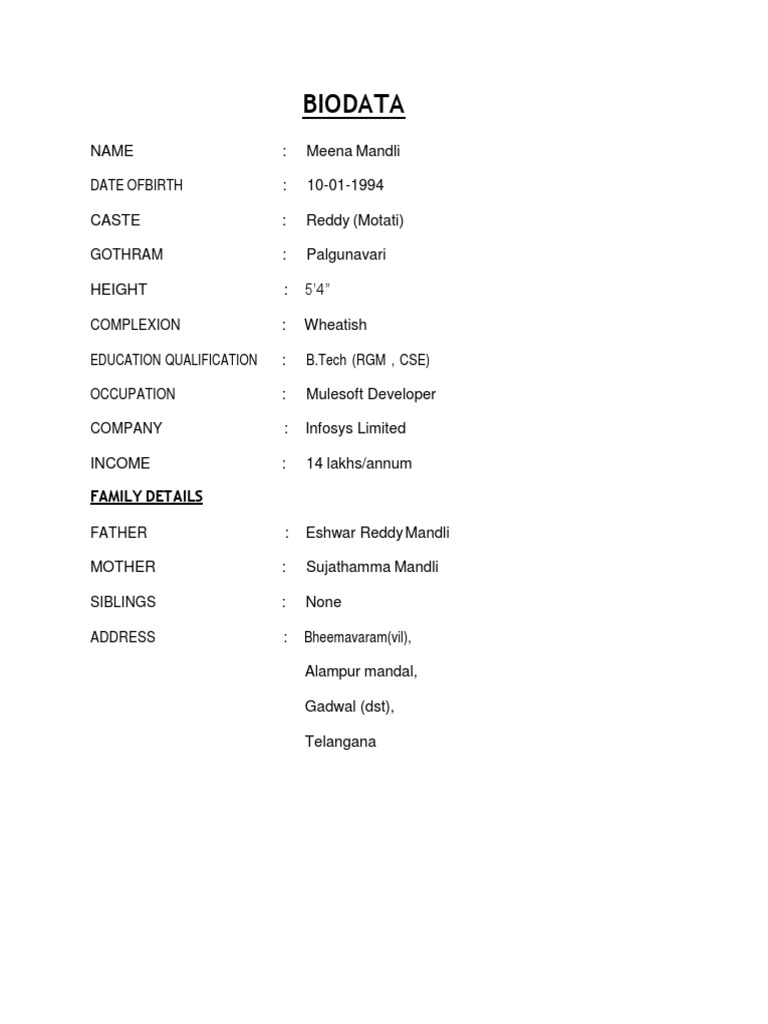 Biodata 2 | PDF