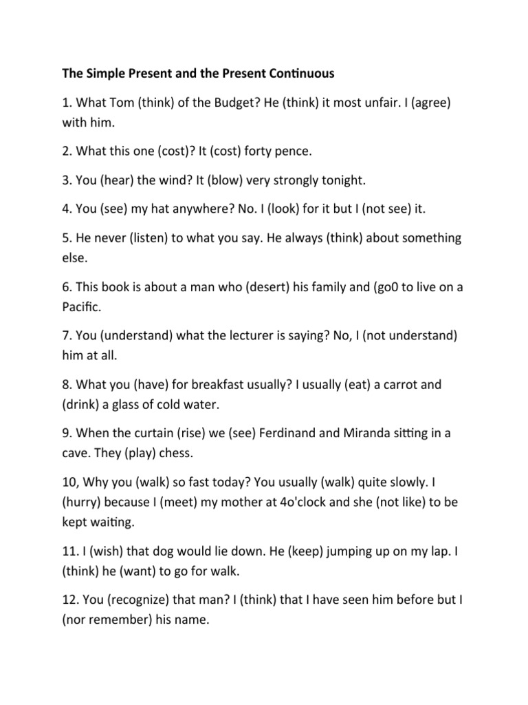 The Simple Present and The Present Continuous 1 | PDF