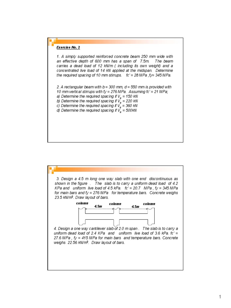 Concrete Beam and Slab Design Exercises | PDF | Teaching Methods ...