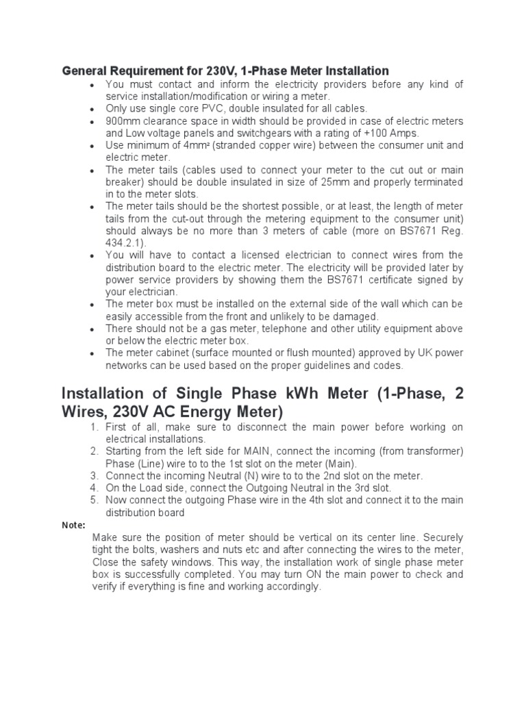 General Requirement For 230V PDF Electrical Wiring Mains Electricity