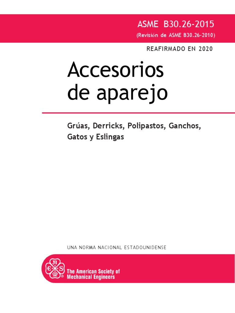Asme b30 26 2015 en espa ol accesorios de aparejo pdf gr a m quina
