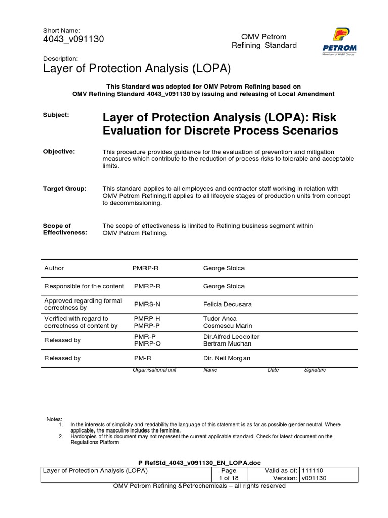 P RefStd - 4043 - v091130 - EN - LOPA | PDF | Risk | Risk Assessment
