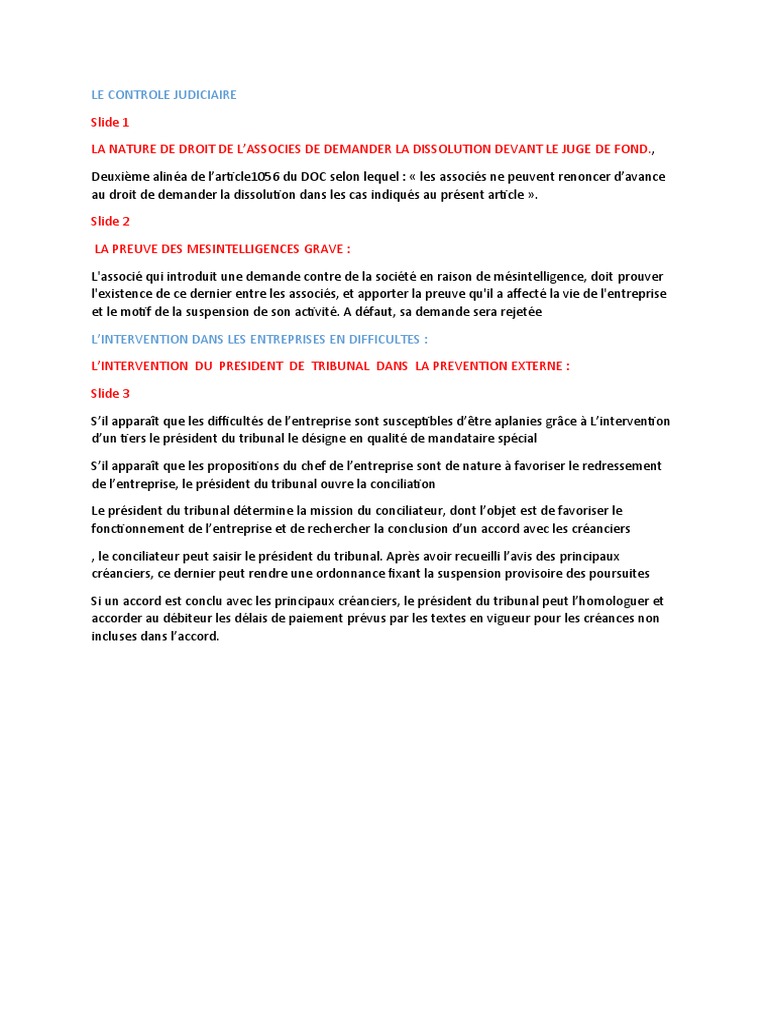 Mésintelligence et contrôle judiciaire | PDF | Finance et gestion monétaire