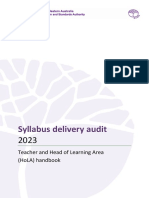 Syllabus Delivery Audit Teacher and HoLA Handbook 2023