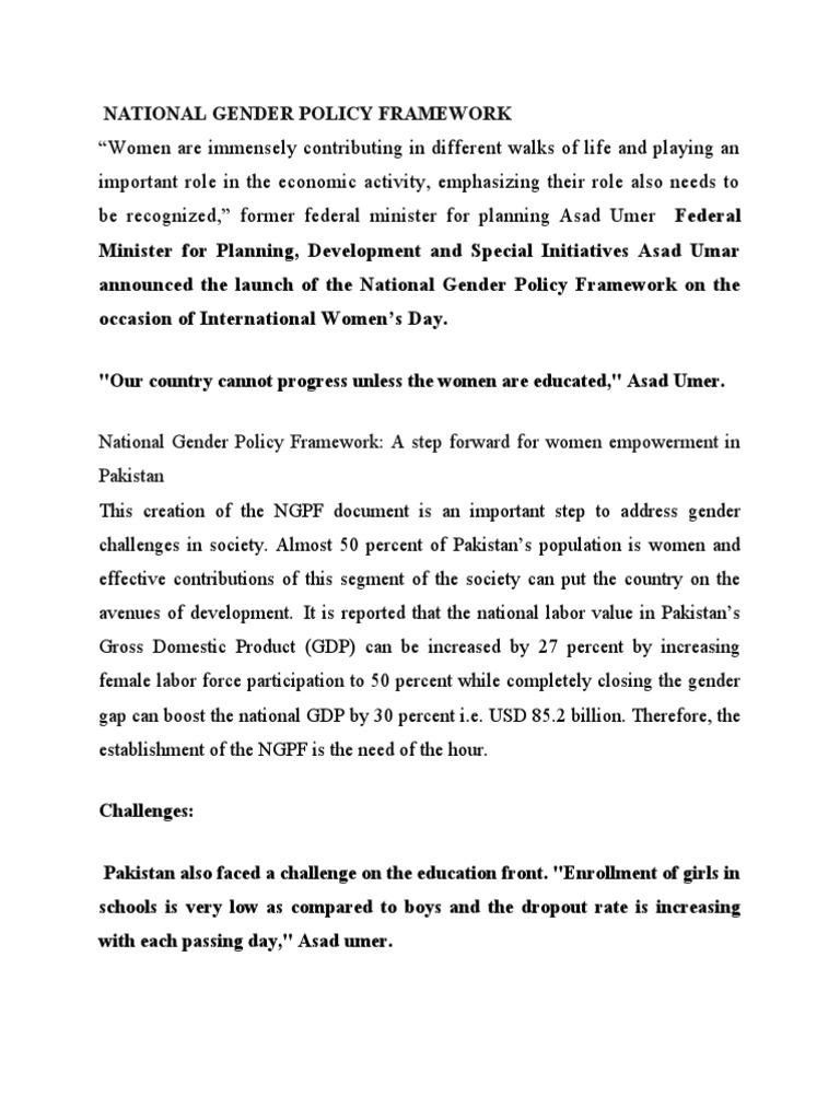 National Gender Policy Framework Download Free Pdf Policy Gross