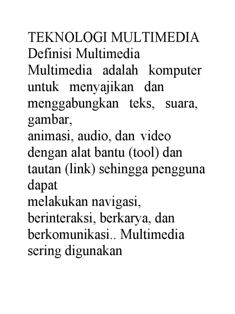 Definisi dan Komponen Multimedia | PDF