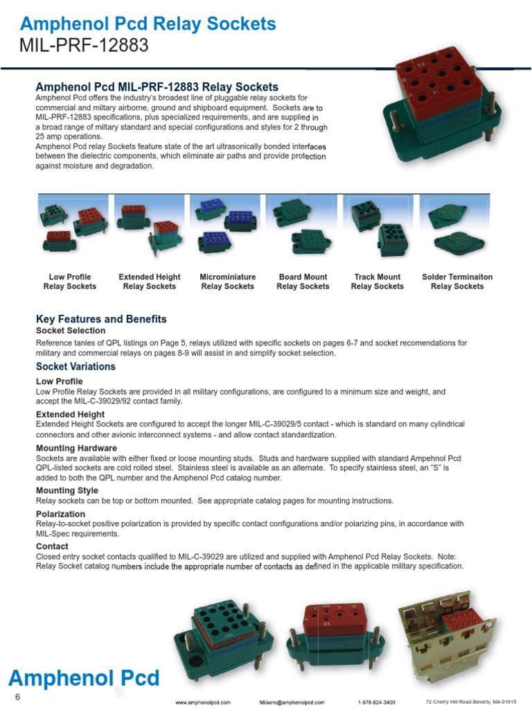 Amphenol Pcd MIL-PRF-12883 Relay Sockets | PDF | Electrical Connector ...