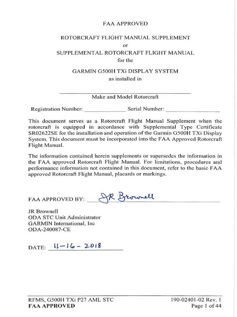 G500H TXi RFMS 190-02401-02 - 01 | Download Free PDF | Aviation | Aerospace
