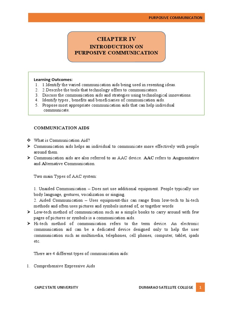 Communication Aids in Purposive Communication | PDF | Communication ...