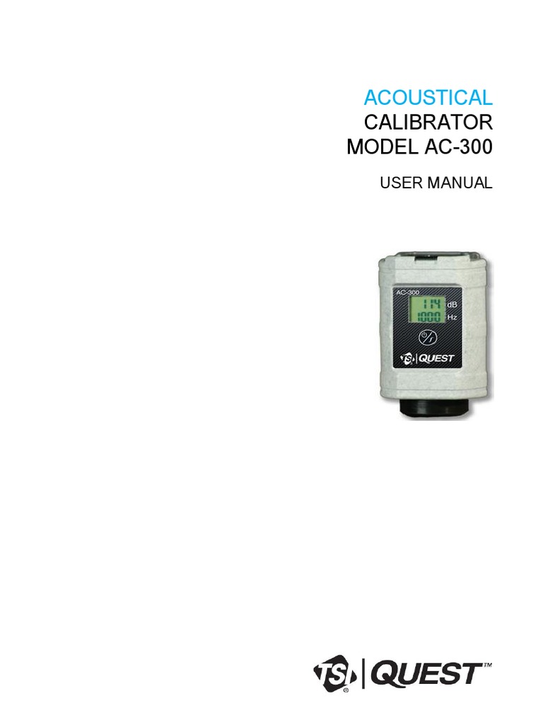TSI Quest AC300 Calibrator Manual PDF Microphone Calibration
