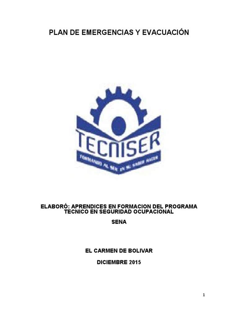 Plan de Emergencias y Evacuación SENA | PDF | Riesgo | Seguridad y ...
