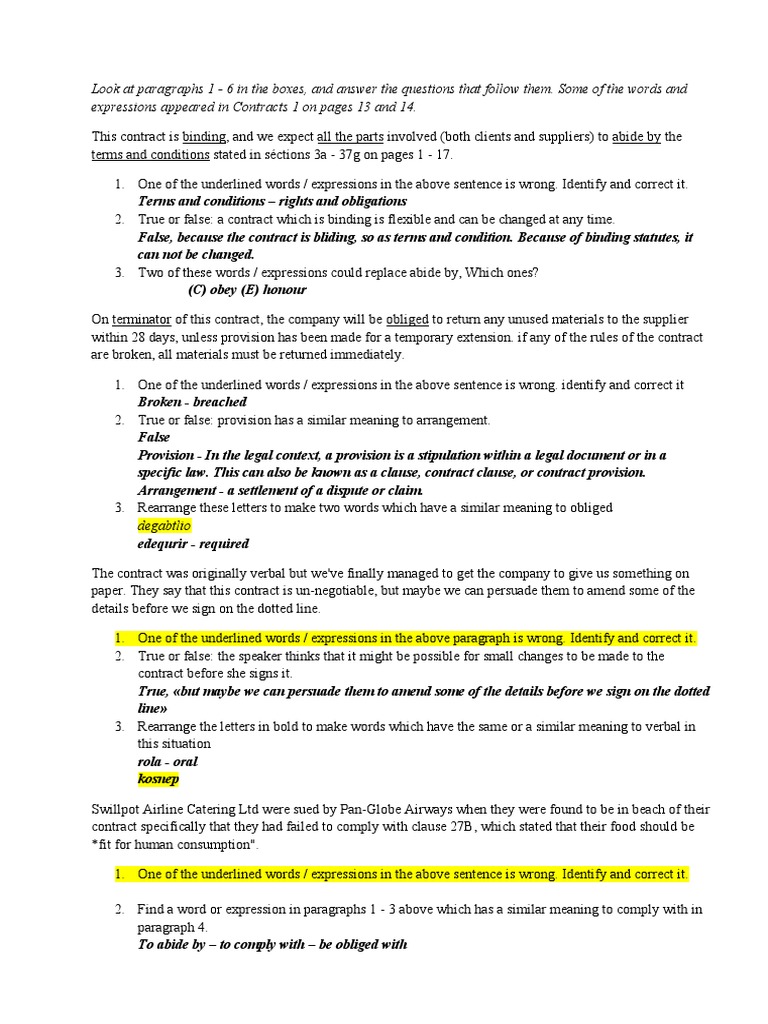 Look at Paragraphs 1 | PDF | Contractual Term | Contract Law