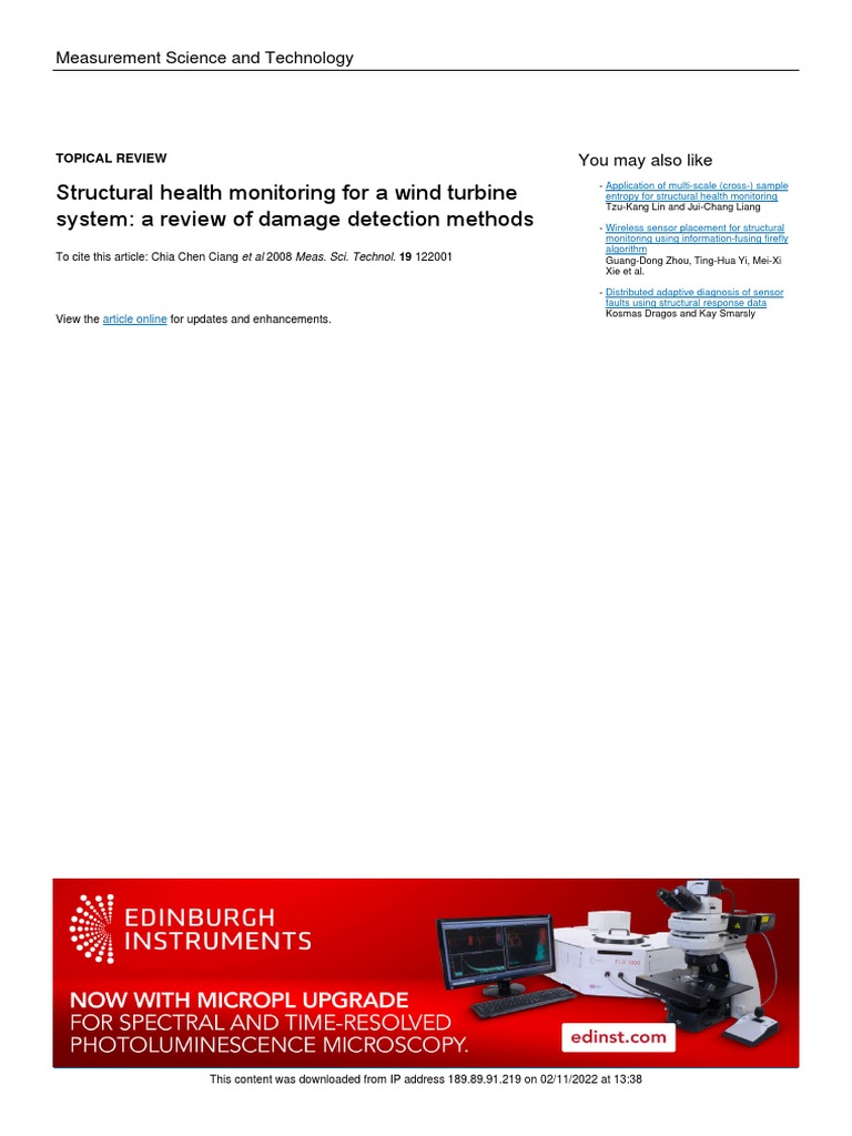 Structural Health Monitoring For A Wind Turbine | PDF | Wind Turbine ...