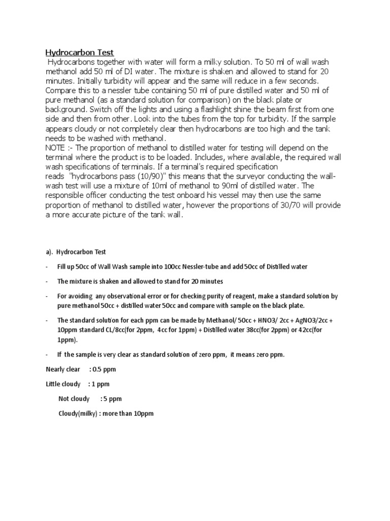 Hydrocarbon Test PDF