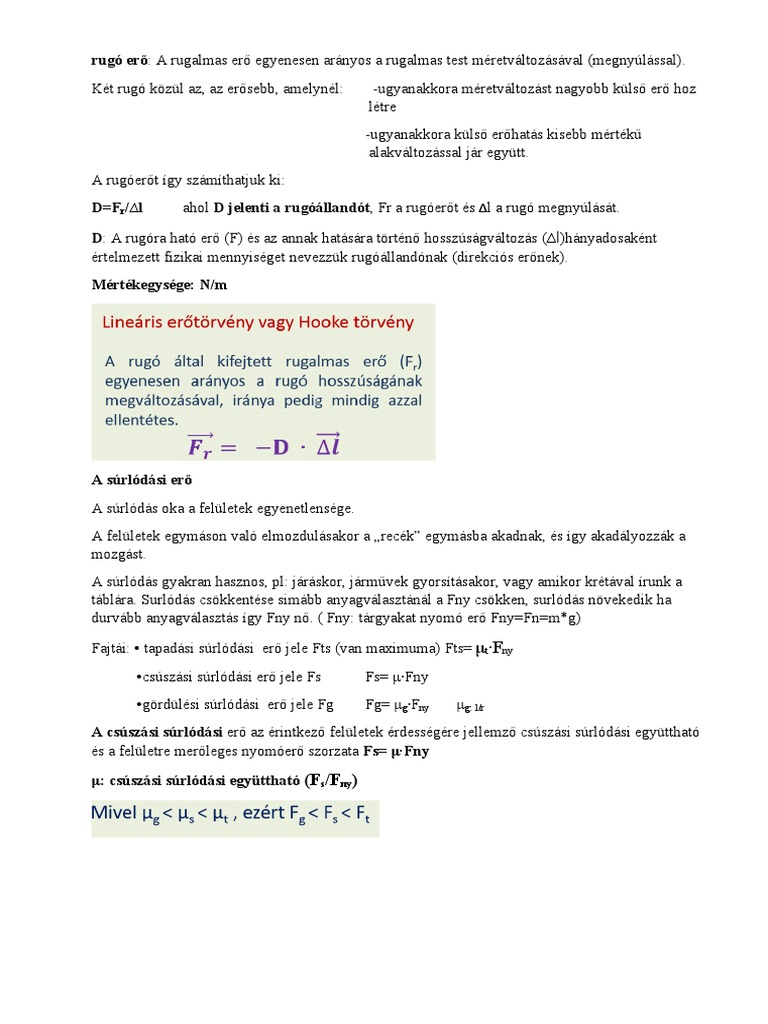 Rugó Erő | PDF