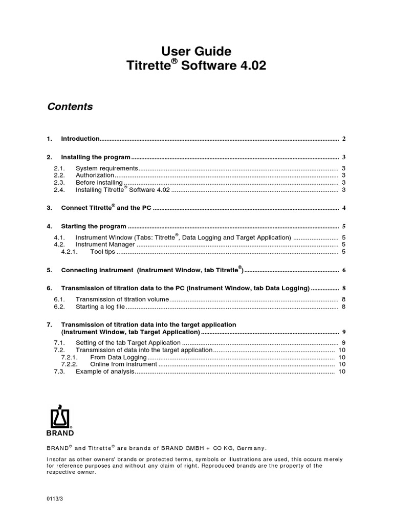 Operating Manual Titrette Software 4.02 PDF Windows Xp Microsoft