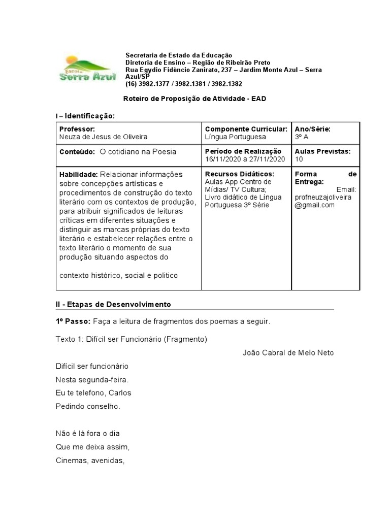 Portugu s 3 Pronto 4 Bimestre PDF Tempo