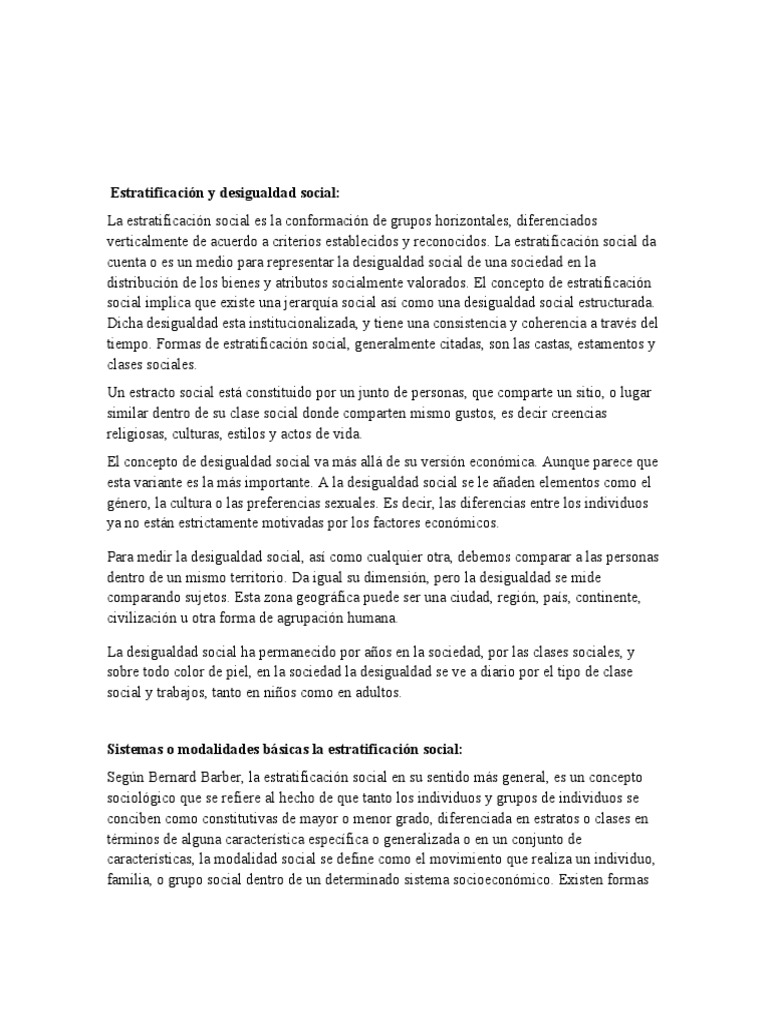 Estratificación y Desigualdad Social | PDF | Sociedad | Estratificación ...
