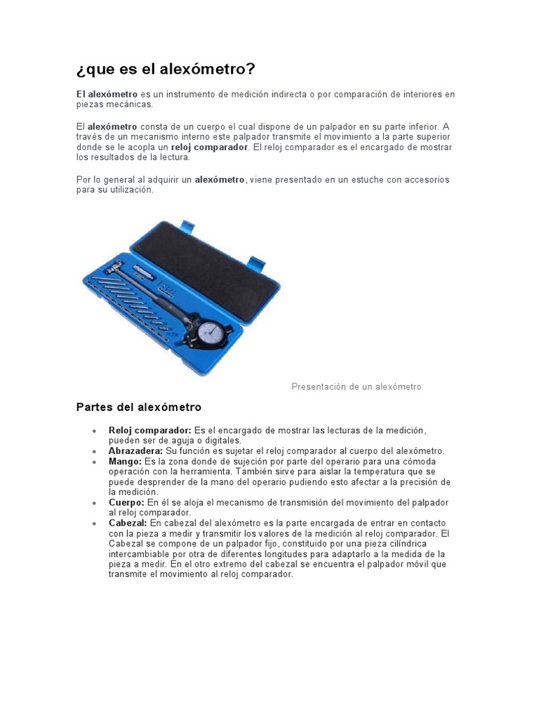 ¿Qué es el alexómetro y sus partes? | PDF | Medición | Metrología
