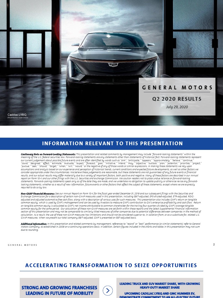GM 2020 Q2 Earnings Presentation 7.29.20 vF PDF Equity (Finance